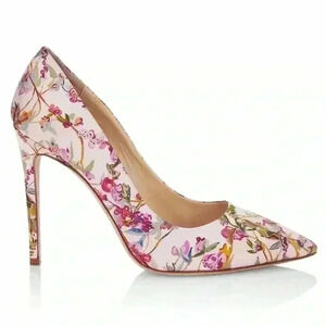 Brandon Maxwell Floral Satin Pumps